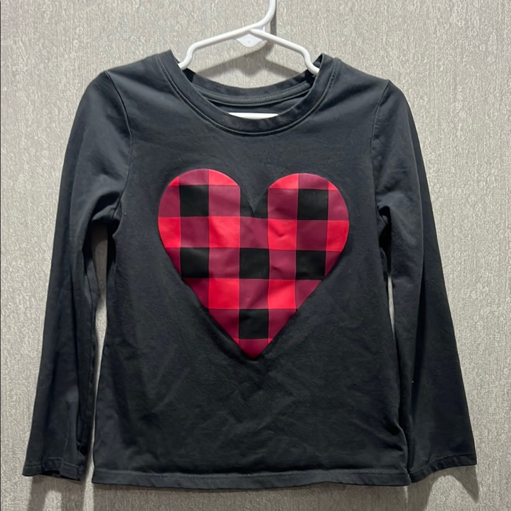 Black and Red Short Sleeve Tee with Heart Design